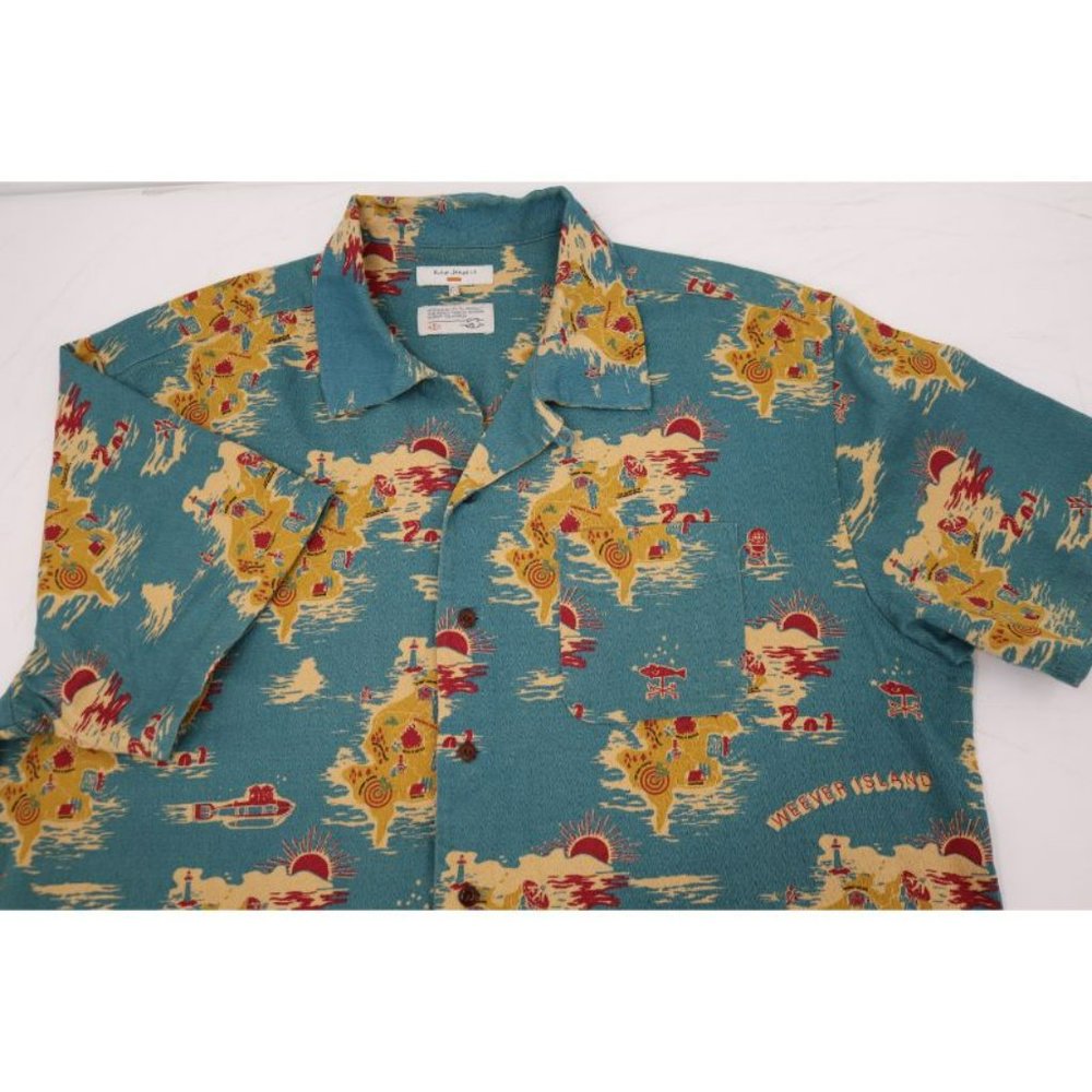 Nudie Jeans co Shirt Mens XL Aron Islands Short Sleeve Camp Button Up Cotton - Picture 13 of 13